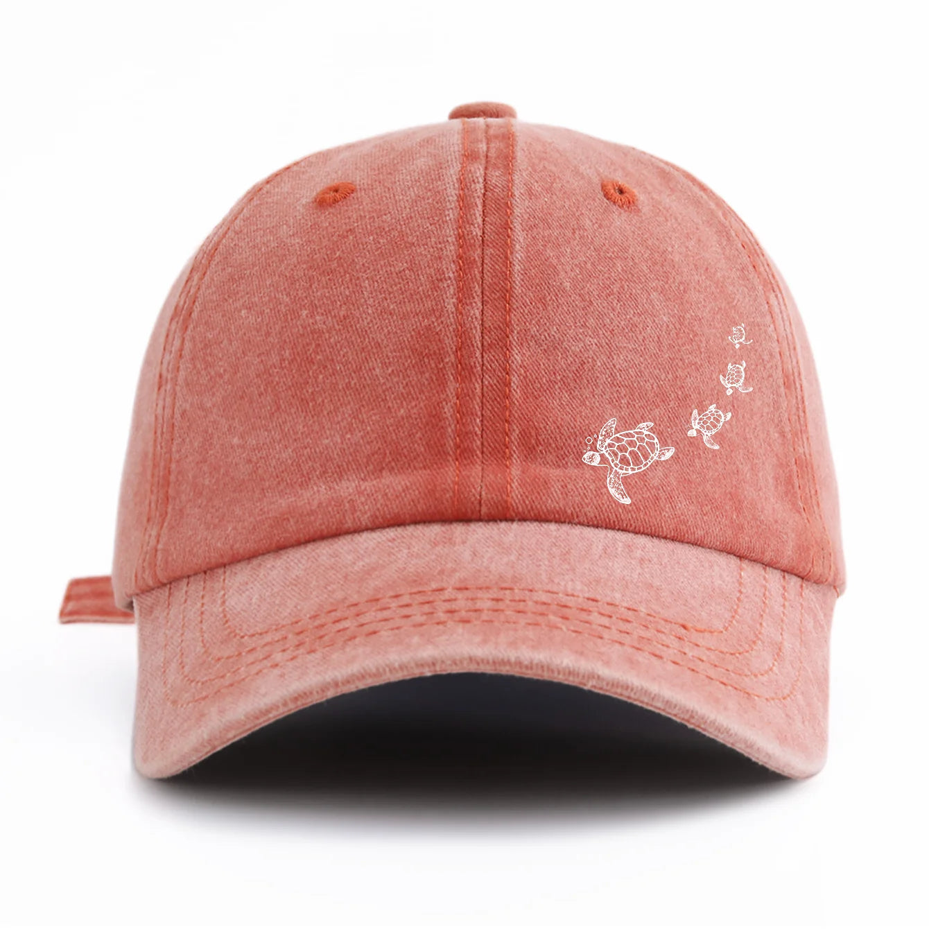 Turtle Print Washed Baseball Cap For Adults