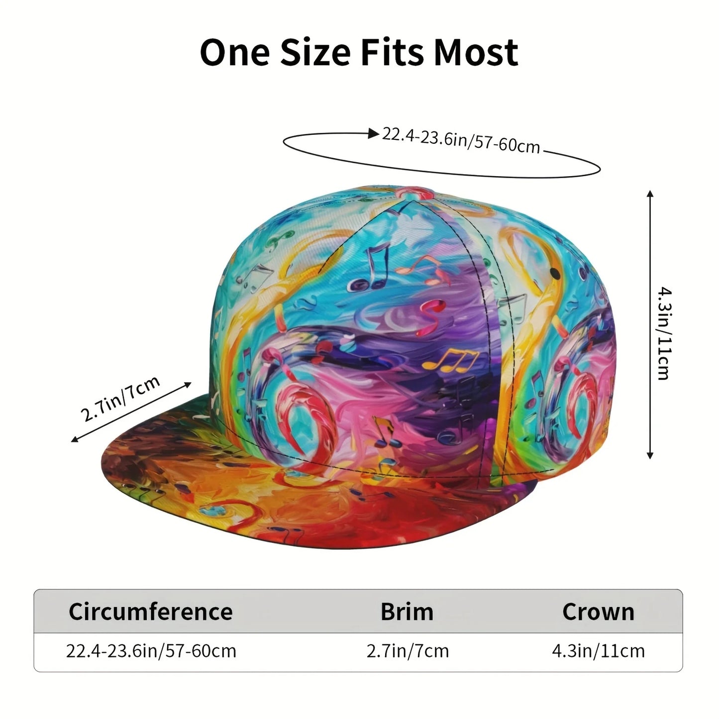 Music Note Print Snapback Cap