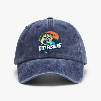 Out Fishing Washed Cotton Baseball Cap