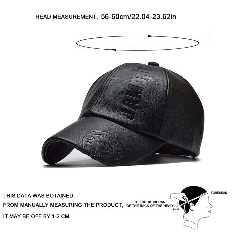 Men Vintage Baseball Cap PU Leather  Para Hombre Mens