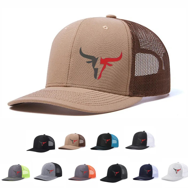 Summer Mesh Baseball Cap Women Men Snapback Hat Casual Breathable Cow Head Print Hip Hop Trucker Caps