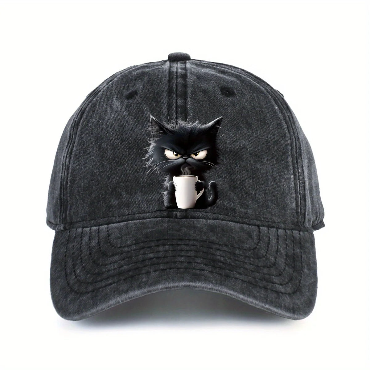 Coffee Cat Printed Baseball Hat Fashionable Men's and Women's Decoration