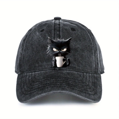 Coffee Cat Printed Baseball Hat Fashionable Men's and Women's Decoration