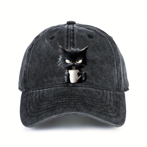 Coffee Cat Printed Baseball Hat Fashionable Men's and Women's Decoration
