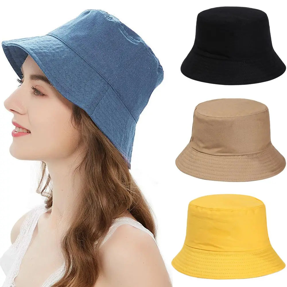 Women Men Bucket Hat Anti-UV Beach Sun Hat Summer Sunscreen Panama Hat
