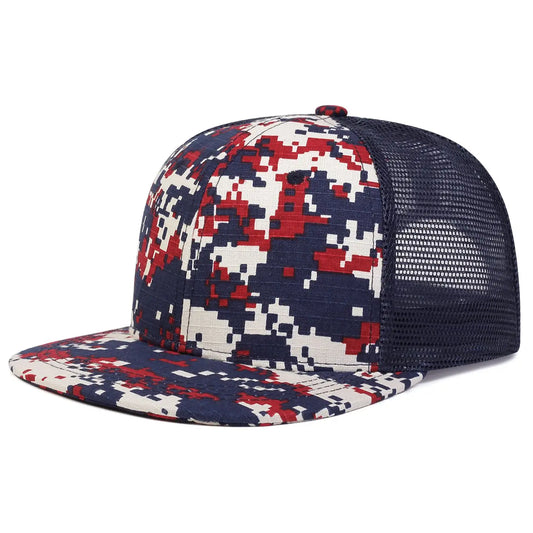Fashion Hip Hop Baseball Cap Checkered Pattern Print Trucker Caps Cotton Snapback Hat