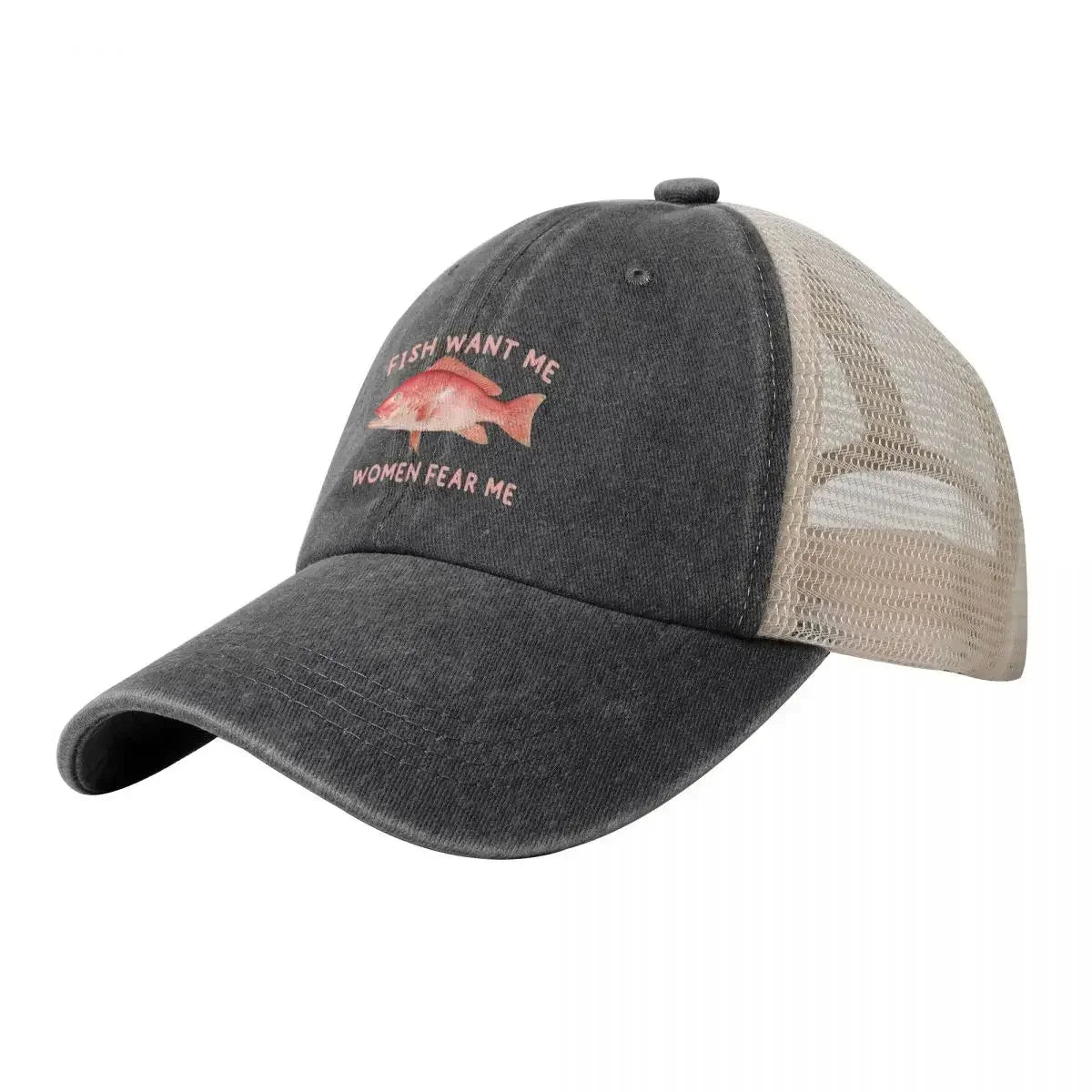 Fish Want Me Women Fear Me Cowboy Mesh Baseball Cap