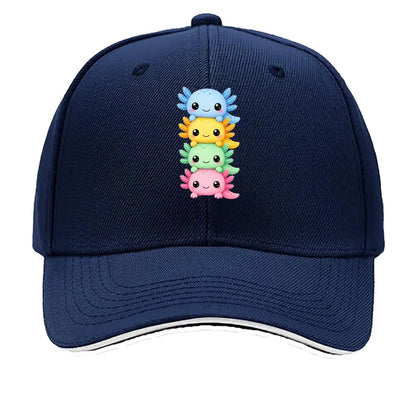 Cute Pastel Axolotl Friends Stack Sandwich Baseball Cap