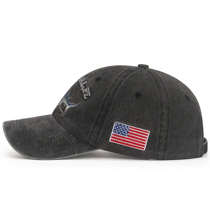 Shark Graphic And American Flag Embroidery Men Women