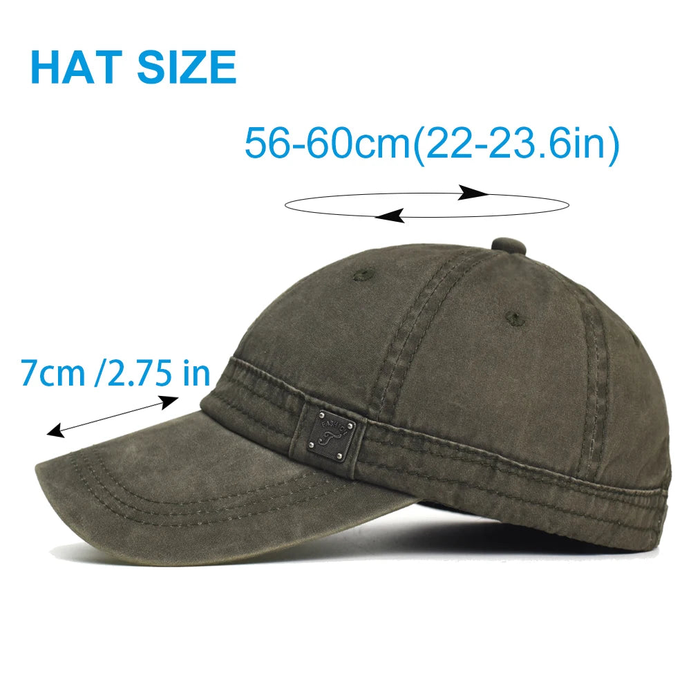 Washed Cotton Baseball Cap Men Women Casual Vintage