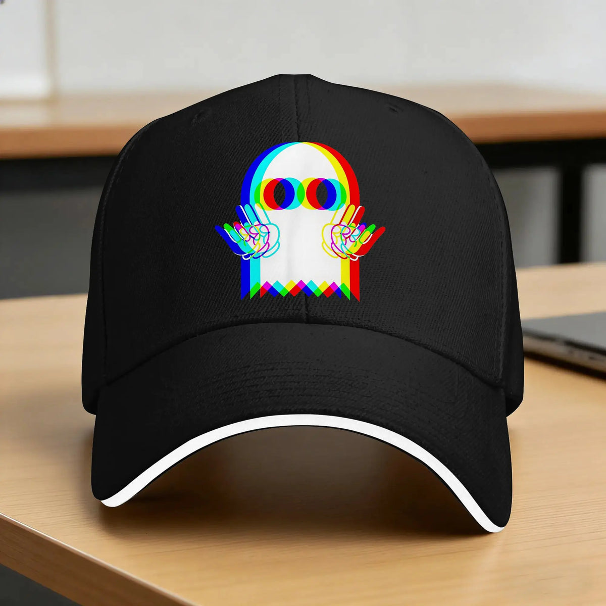Mens Ghost EDM Trippy Festival Techno Rave Vaporwave Halloween Baseball Cap