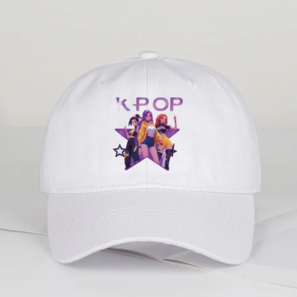 K-POP Cartoon Girl Group Star Print Soft-Peak Baseball Cap