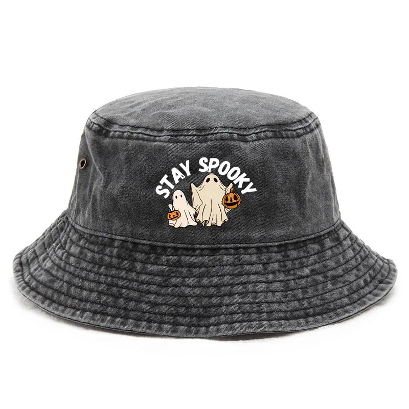 Halloween Themed Atmosphere "STAY SPOOKY" Printed Cap Bucket Hat