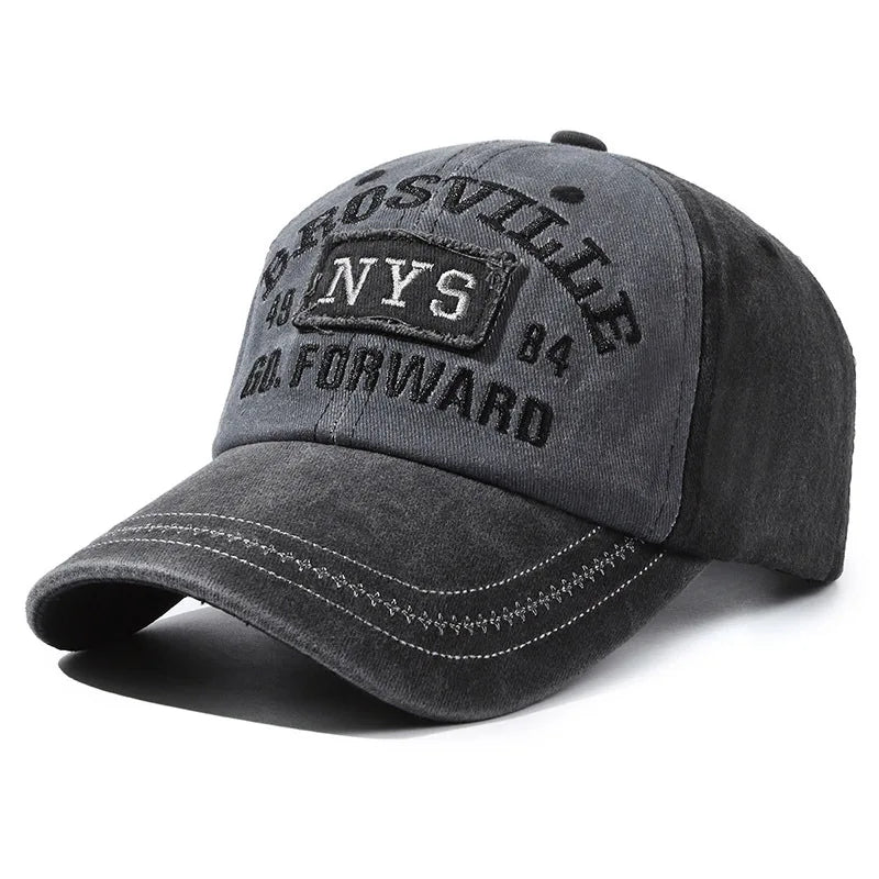Four Seasons Men's Baseball Cap Casual Distressed Washed Cotton Letters Embroidered