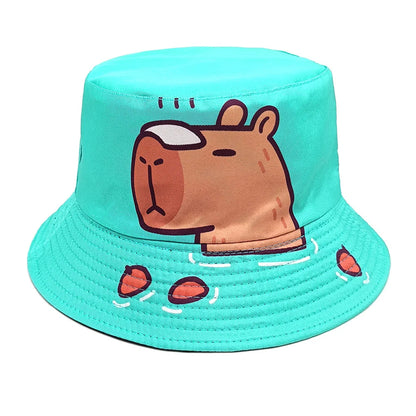 Double-sided Yellow Duck Print Pattern Panama Summer Sunscreen Fisherman Cap Bucket Hat