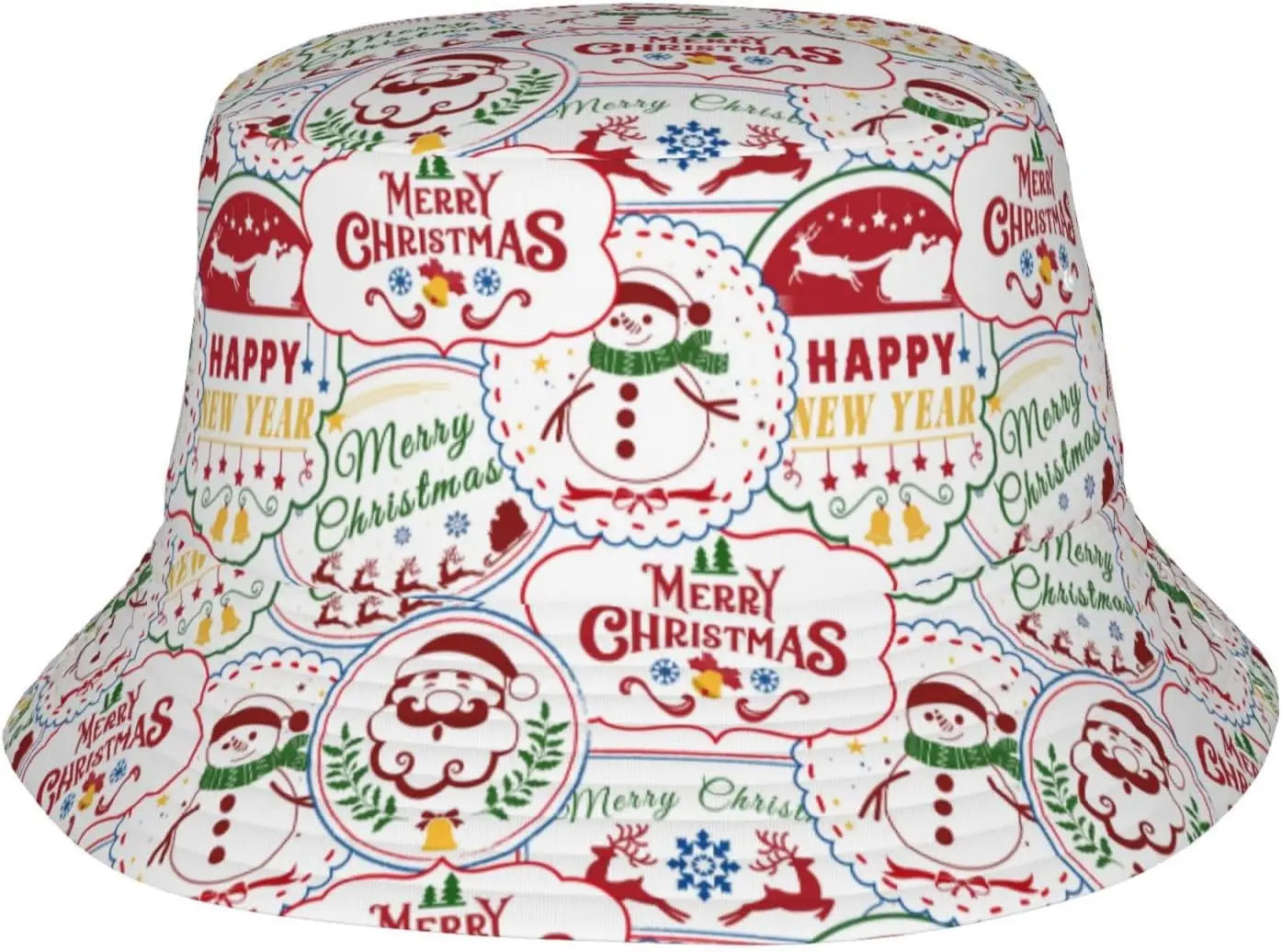 Retro Poster Merry Christmas Bucket Hats for Women Men Xmas Fisherman Hat