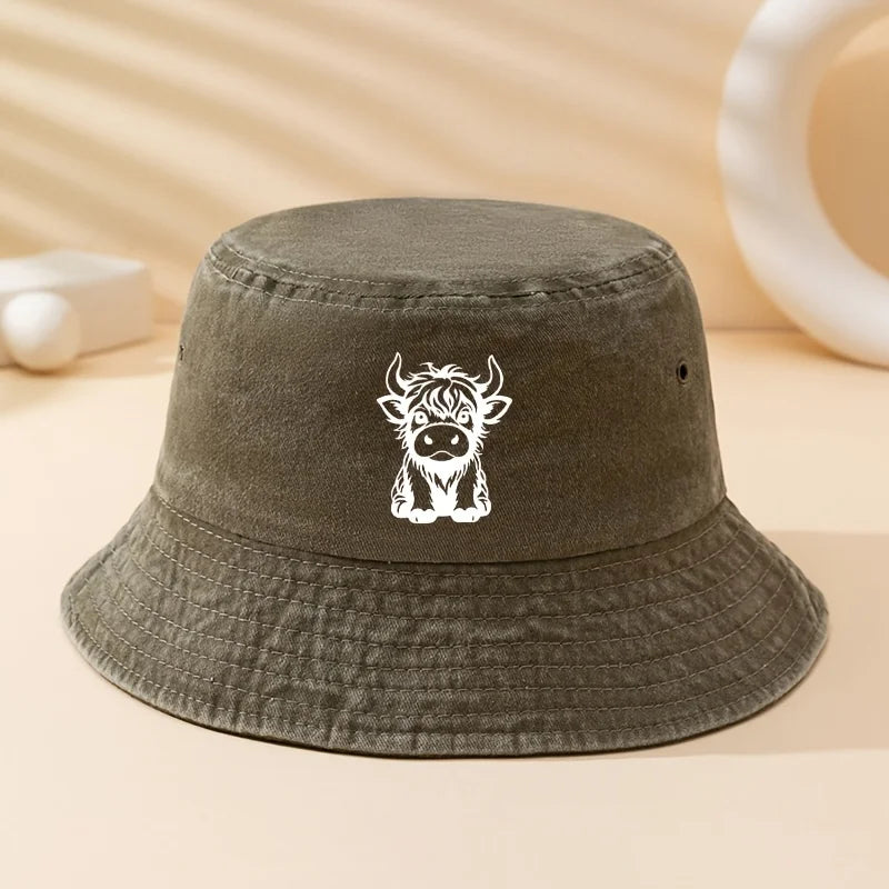 Fashionable And Versatile Scottish Cow Print Bucket Hat