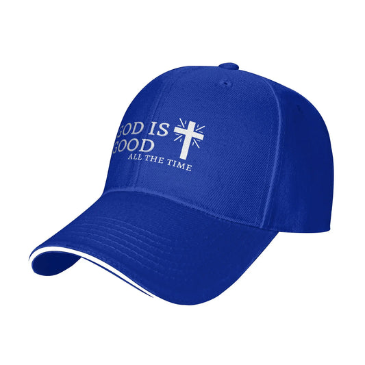 White Christian GOD IS GOOD Jesus Cross Black Baseball Cap