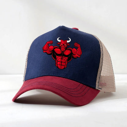 Angry Bull Head Print Summer Baseball Cap