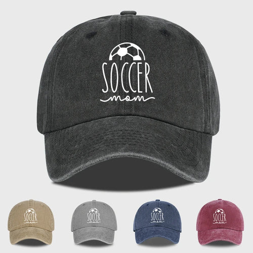 Soccer Mom Print Washed Baseball Cap
