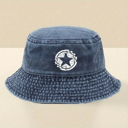 Adjustable Wide-Brim Washed Bucket Hat