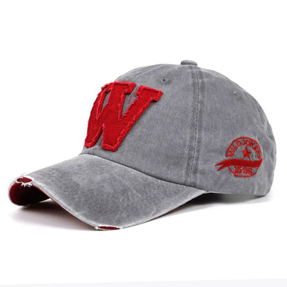 New Cotton Letter W Baseball Cap Retro Outdoor Sports Caps Women Bone Gorras Curved