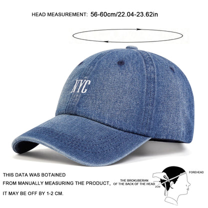 Unisex NYC Embroidery Denim Baseball Caps