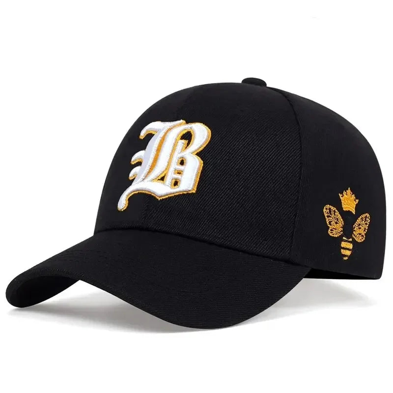 Unisex Gothic Letter Side Bee Embroidery Baseball Caps