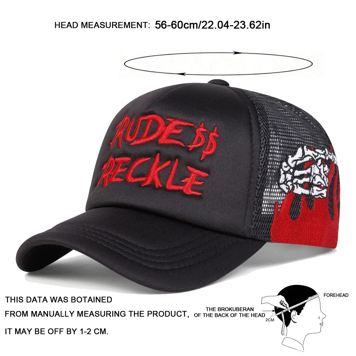 Unisex RUDE RECKLE Letter Embroidery Baseball Caps