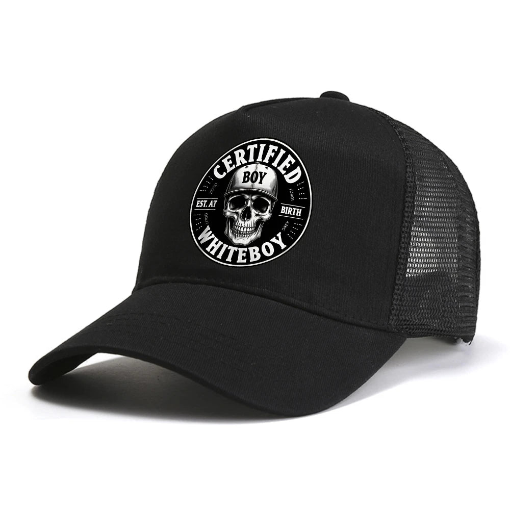 Certified Bold Skull Whiteboy Printed Baseball Cap