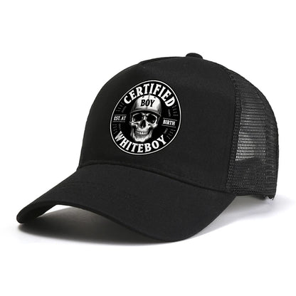 Certified Bold Skull Whiteboy Printed Baseball Cap