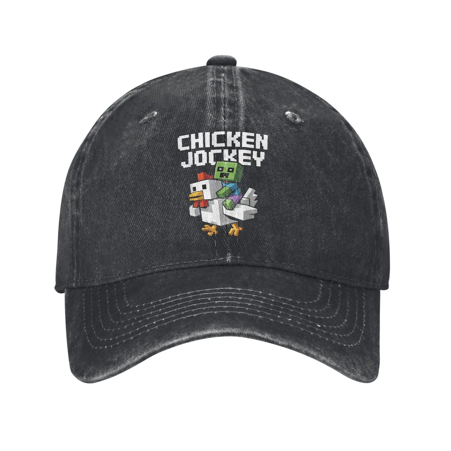 Chicken Jockey Zombie Pixel Art Zombie Movie Wear Baseball Caps