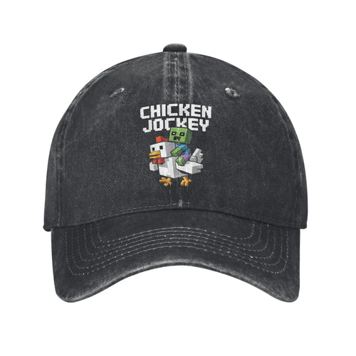Chicken Jockey Zombie Pixel Art Zombie Movie Wear Baseball Caps