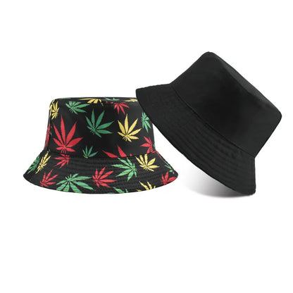 Retro Style Fashionable Printed Maple Leaf Fisherman Hat Bucket Hat
