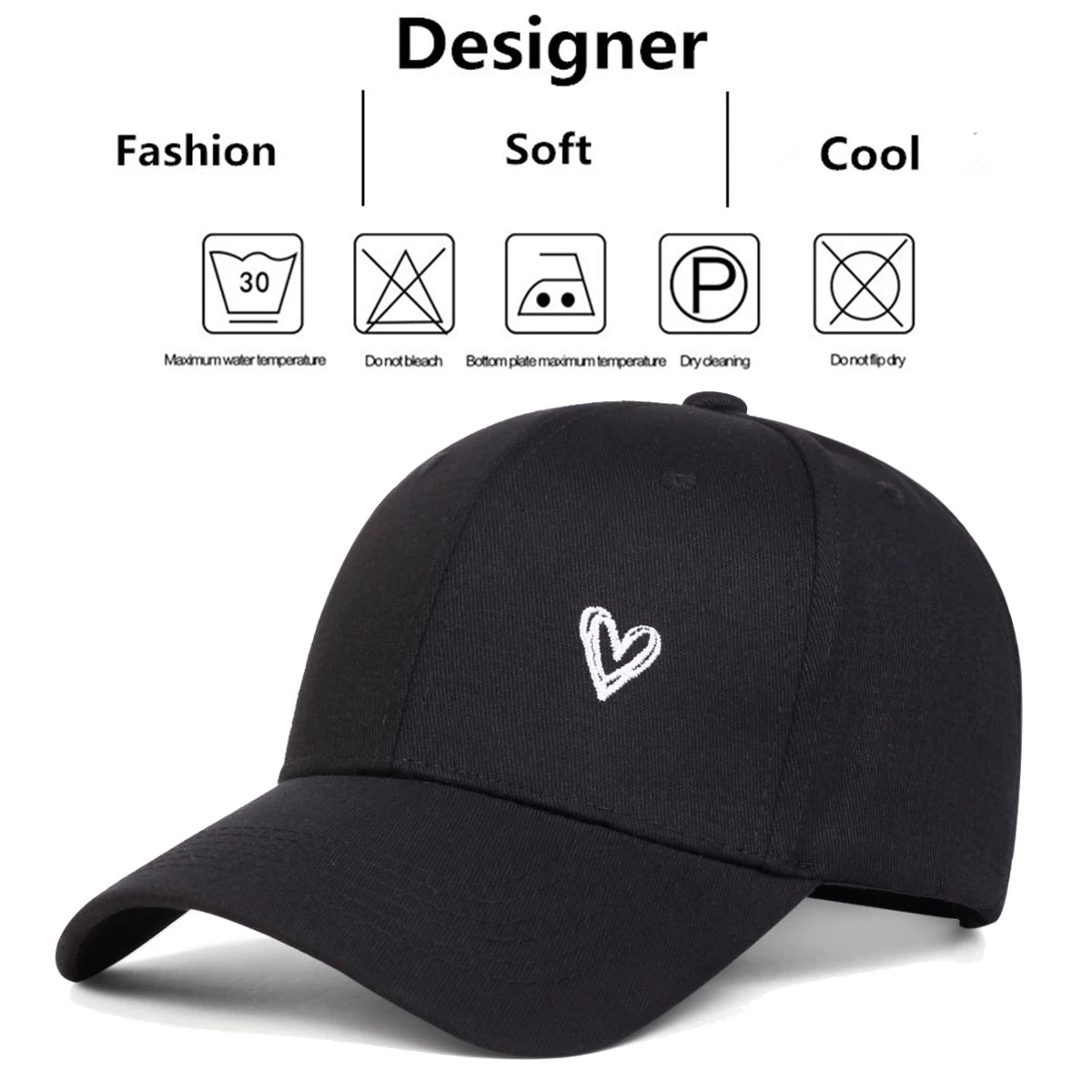 Unisex Love Embroidery Baseball Caps Spring Autumn Outdoor