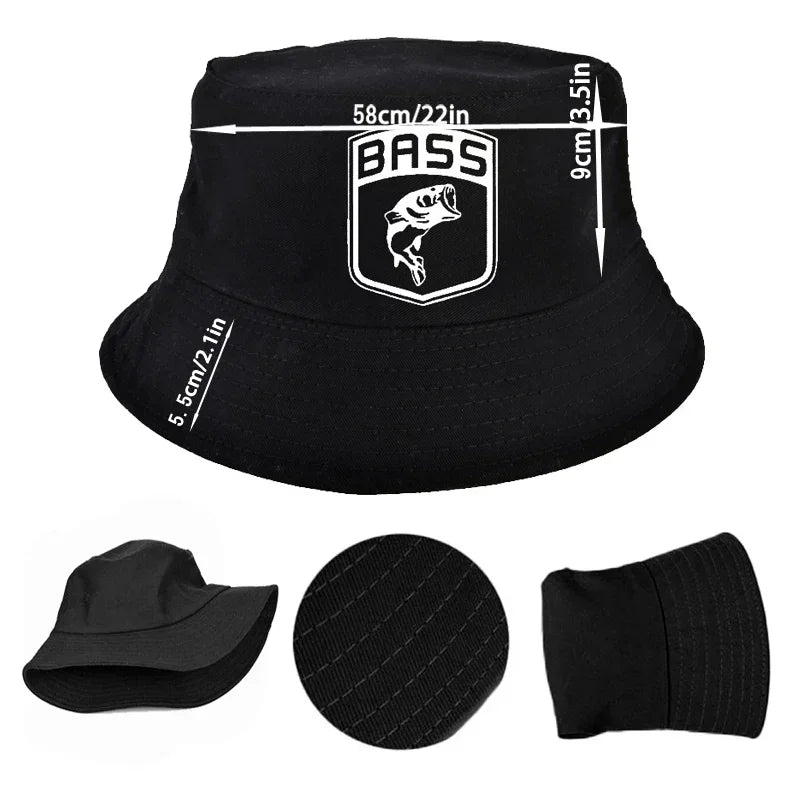 New Bass Fishing Men Sun Visor Dad Cap Hat Fish Bone Bucket Hats