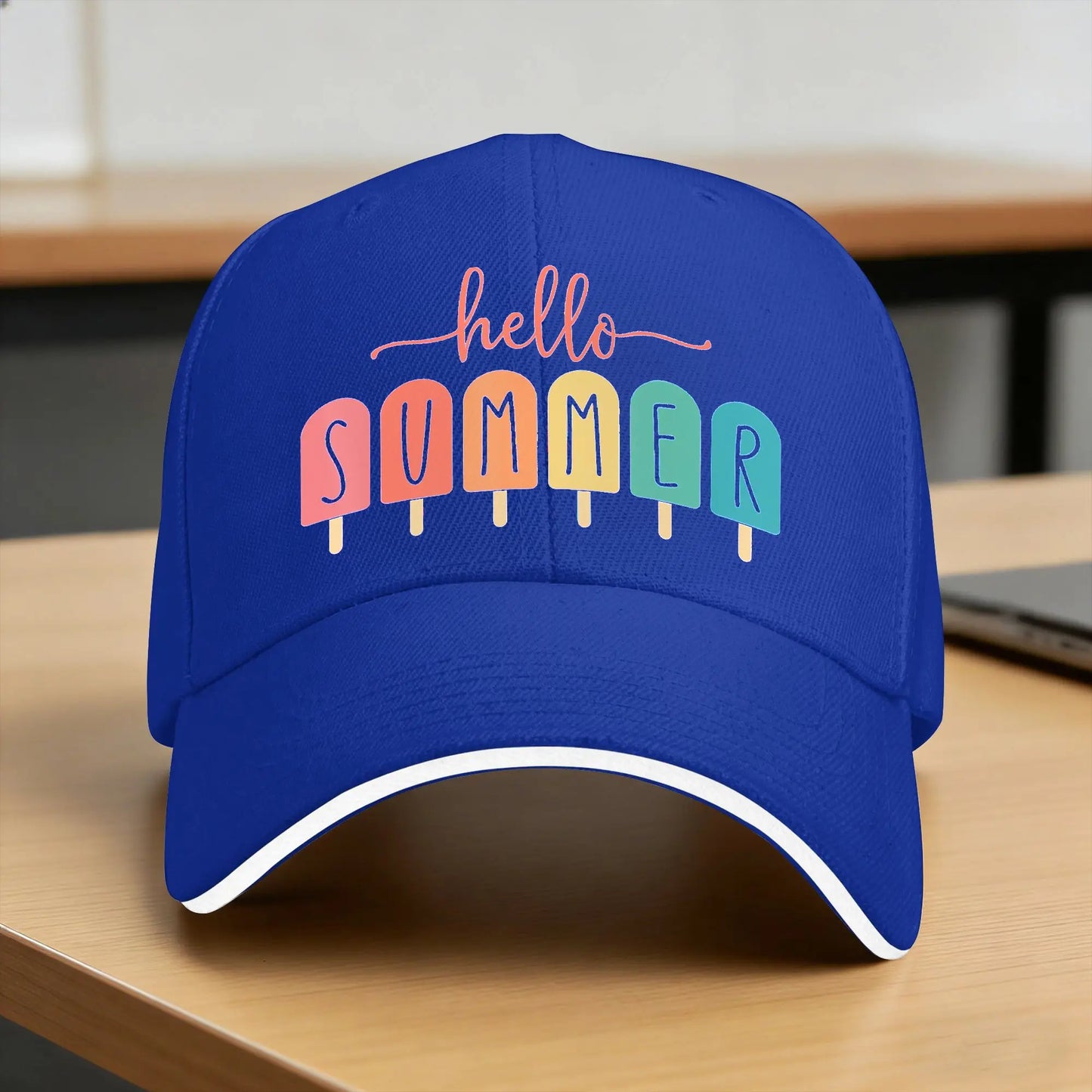 Hello Summer Vacation Ice Cream Sun Baseball Cap