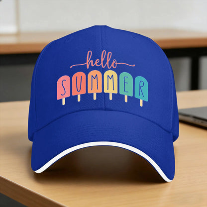 Hello Summer Vacation Ice Cream Sun Baseball Cap