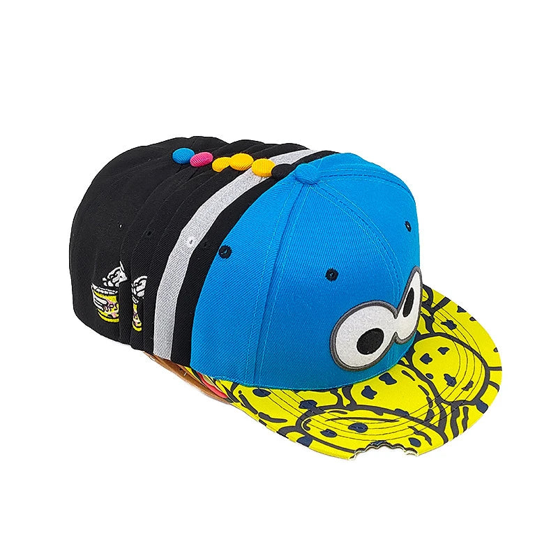 Eye Pizza Embroidered Cartoon Flat-Rim Hip Hop Hat Cartoon