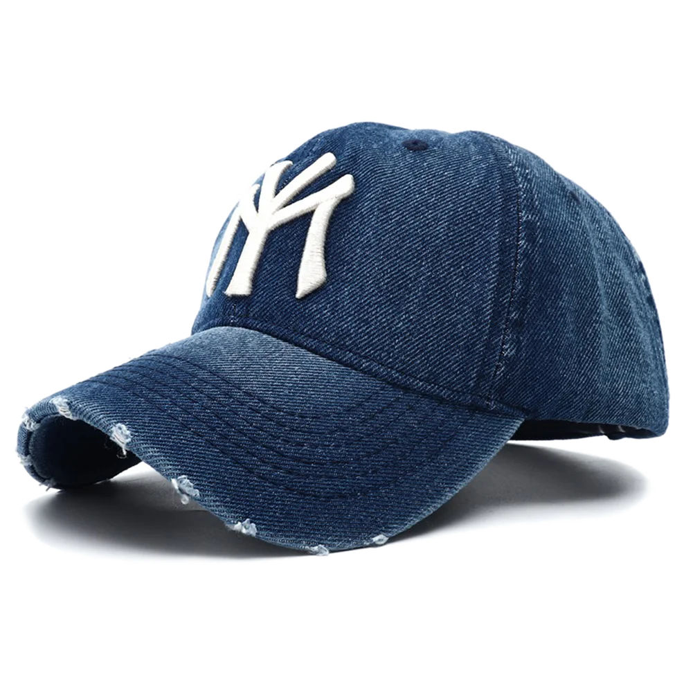 High Quality MY Embroidered Washed Denim Baseball Cap for Men Women