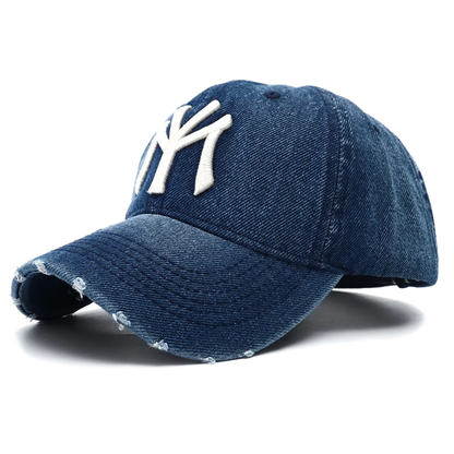 High Quality MY Embroidered Washed Denim Baseball Cap for Men Women
