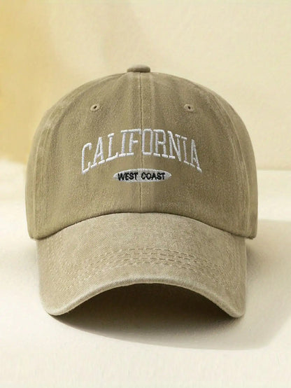 Vintage Embroidered Letter Wide Brim Baseball Cap
