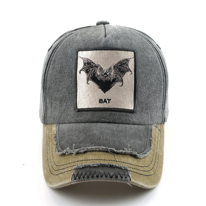 Vintage Denim Baseball Cap With Embroidery Bat Patch Men Dad Hats Women