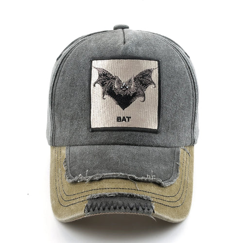 Vintage Denim Baseball Cap With Embroidery Bat Patch Men Dad Hats Women