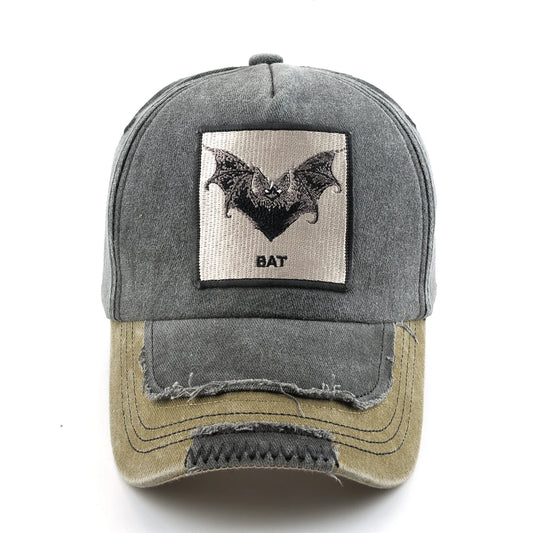 Vintage Denim Baseball Cap With Embroidery Bat Patch Men Dad Hats Women