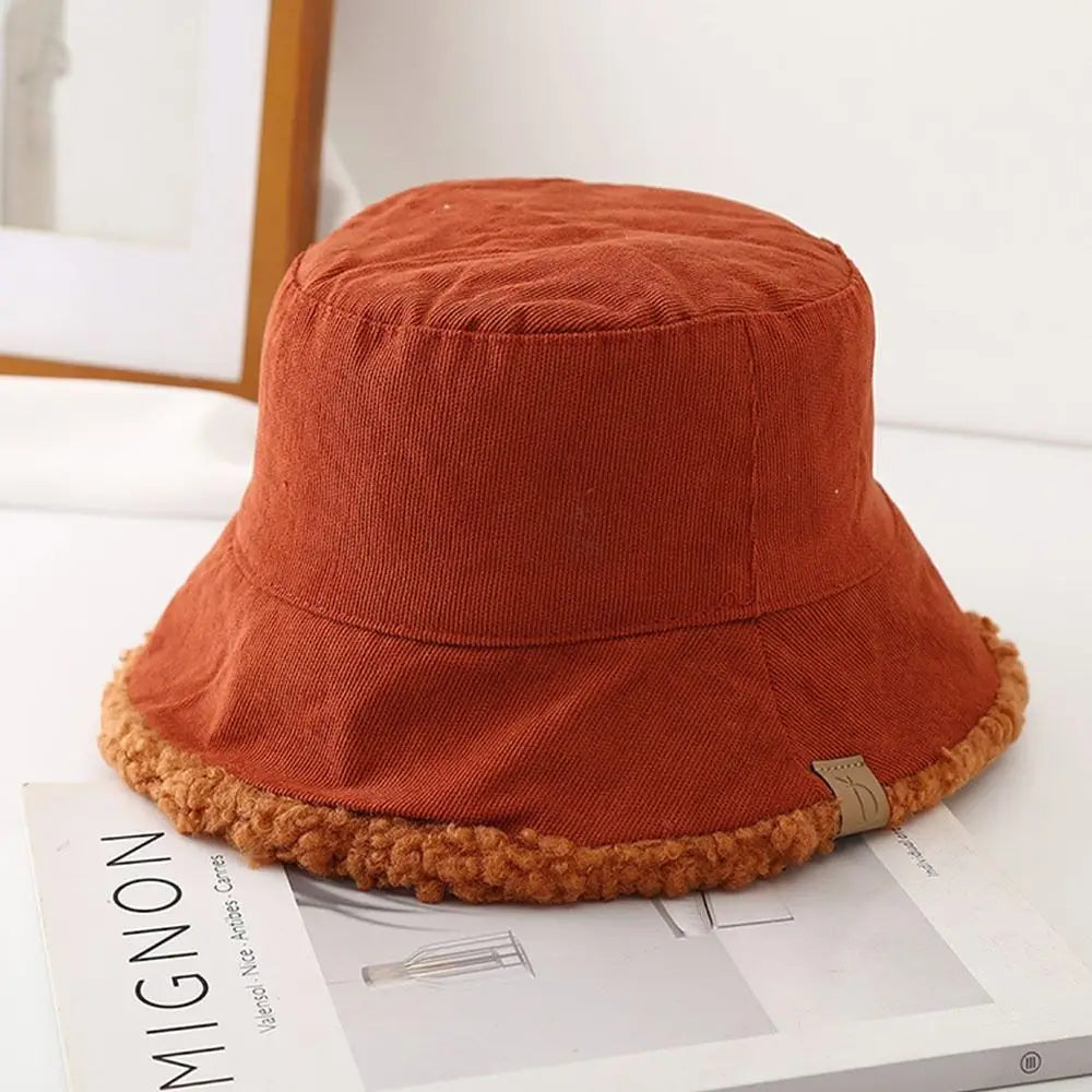 Lambswool Winter Bucket Hat Soft Thickened Cold Weather Panama Hat Warm