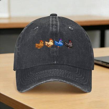 Summer 4 Chickens S-Stardew V-Valley Game Baseball Cap