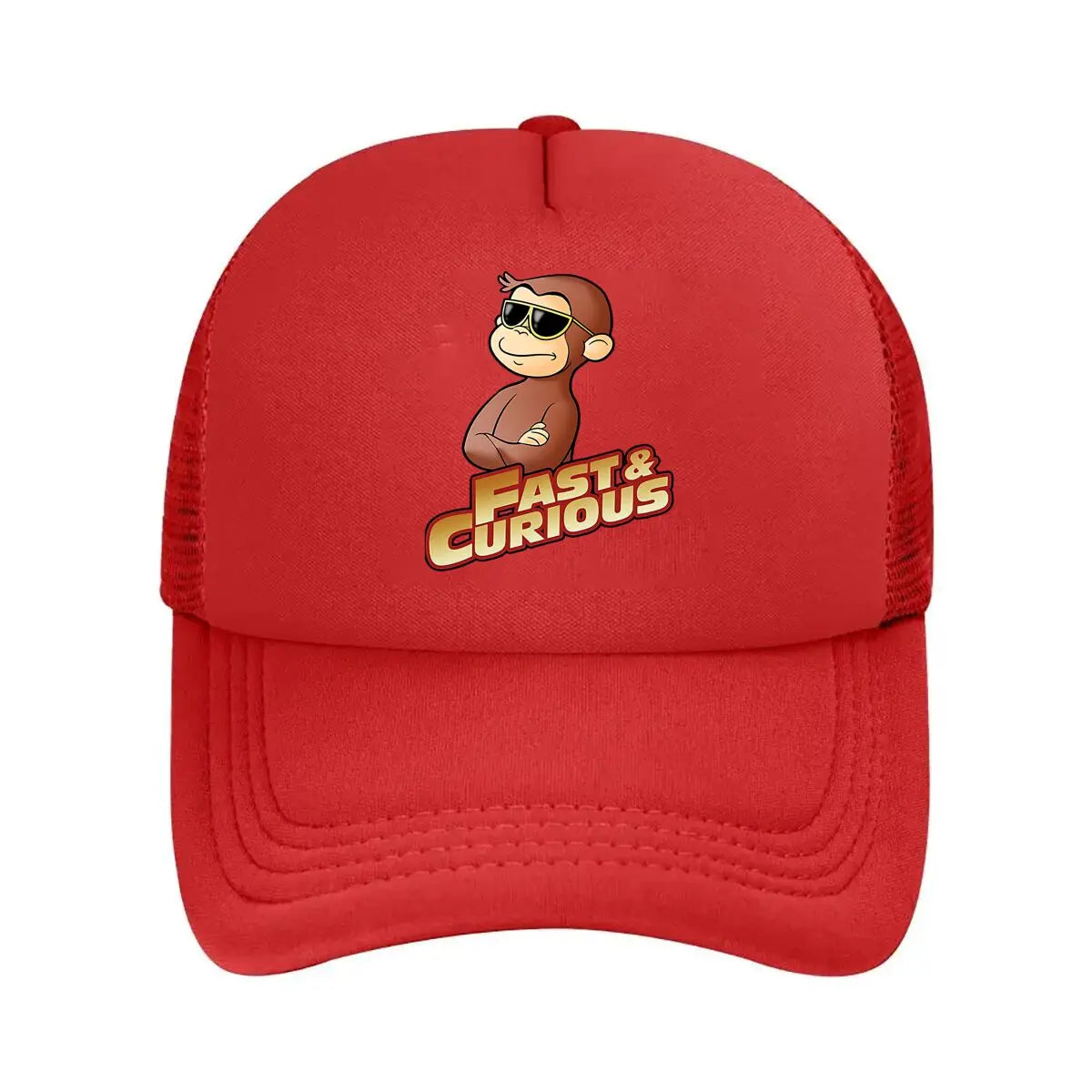 Fast Curious Playful - Inspired, Monkey Character Design Mesh Baseball Cap
