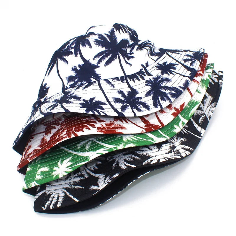Hawaii Double-Sided Coconut Tree Fisherman Hat Bucket Hat