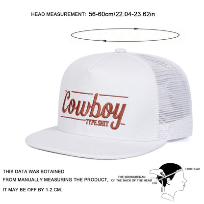 Unisex COWBOY Letter Embroidery Hip-hop Net Hats Snapback Caps